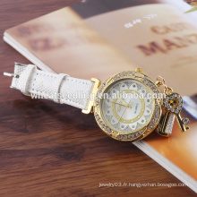 Chaussure en cuir bracelet en cristal de mode 2015 montre mode femme
